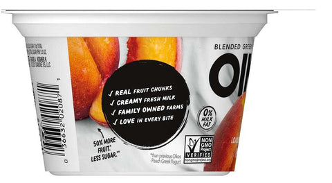Oikos Dannon Core Peach Blended Nonfat Greek Yogurt, 5.3 Ounce Cup -- 12 per case
