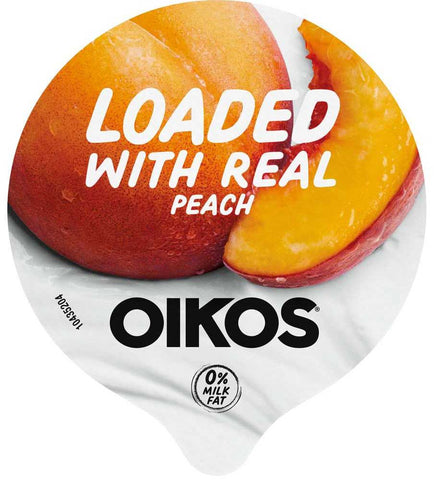 Oikos Dannon Core Peach Blended Nonfat Greek Yogurt, 5.3 Ounce Cup -- 12 per case