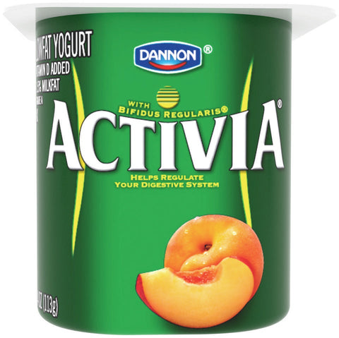 Activia Peach Lowfat Yogurt, 4 Ounce -- 24 per case.