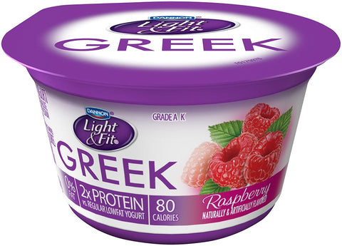 Light and Fit Nonfat Raspberry Greek Yogurt, 5.3 Ounce -- 24 per case.