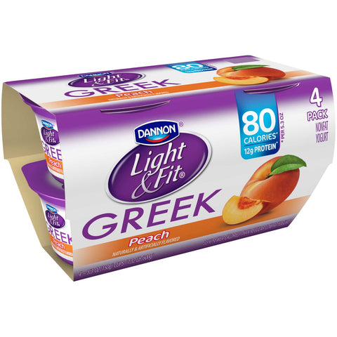 Light and Fit Nonfat Peach Greek Yogurt, 5.3 Ounce -- 24 per case.