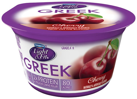 Light and Fit Greek Cherry Nonfat Yogurt, 5.3 Ounce -- 12 per case.
