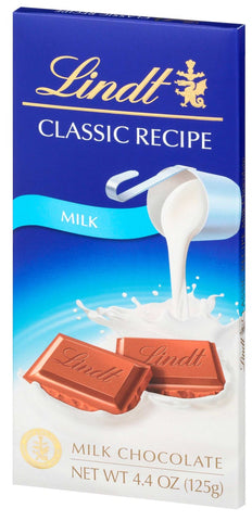 Lindor Classic Recipe Milk Chocolate Bar, 4.4 Ounce -- 72 per case