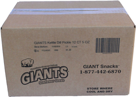 Giants Dill Pickle Flavor Kettle Roast Sunflower Seed Snacks, 5 Ounce -- 12 per case