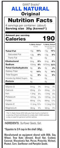 Giants Roasted and Salted Original Sunflower Seed, 12 Ounces -- 10 per case