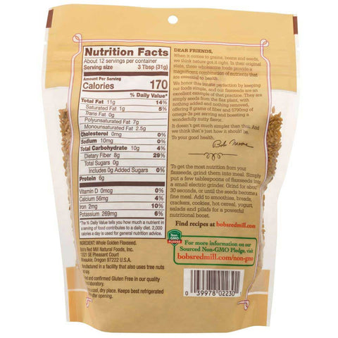 Bobs Red Mill Golden Flaxseed, 13 Ounce -- 4 per case