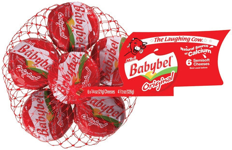 The Laughing Cow Mini Babybel Original Cheese in Net, 4.5 Ounce -- 12 per case.