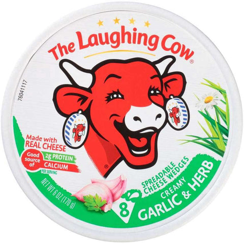 The Laughing Cow Creamy Garlic and Herb Swiss Cheese Wedge, 6 Ounce -- 12 per case.