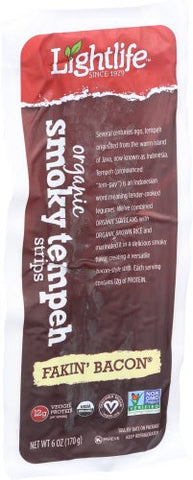 Lightlife Organic Fakin Bacon Smokey Tempeh Strips, 6 Ounce -- 12 per case