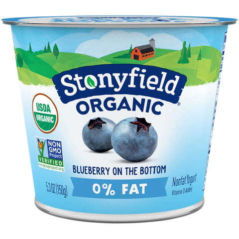 Stonyfield Farm Organic Blueberry Yogurt, 6 Ounce -- 12 per case.