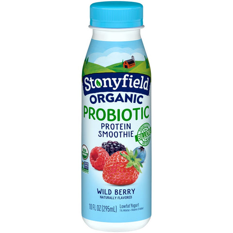 Stonyfield Farm Organic Lowfat Wild Berry Yogurt Smoothie, 10 Fluid Ounce -- 12 per case.
