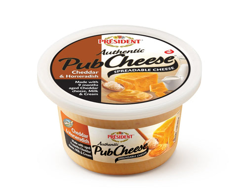 President Rondele Cheddar and Horseradish Soft Spreadable Pub Cheese, 8 Ounce -- 6 per case
