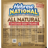 Hebrew National All Natural Uncured Beef Frank, 10.3 Ounce -- 12 per case.