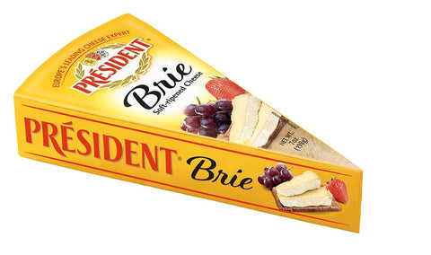 President Soft Ripened Foil Plain Brie Cheese, 3 Kilogram -- 6 per case.