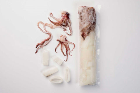 Pana Pesca Fully Cleaned Raw Squid Loligo Ring and Tenticles, 5 Pound -- 10 per case.