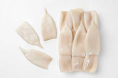 Pana Pesca Fully Cleaned Todarodes Raw Squid Tubes - 3/5 inch Tubes, 2.5 Pound -- 4 per case.
