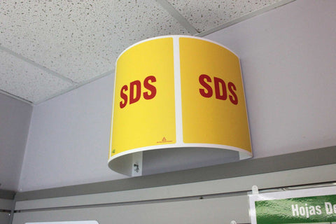 Impact Products Red/Yellow English SDS 180 Degree Projection Sign, 18 inch Height x 24 inch Width -- 5 per case.