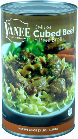 Vanee Foods Cubed Beef in Broth, 48 Ounce -- 6 per case.