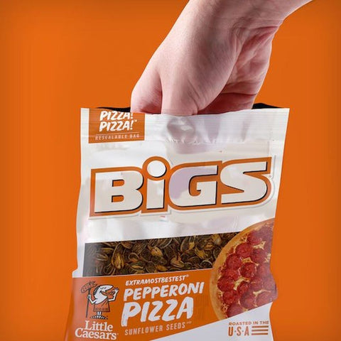 Bigs Little Caesars Extramostbestest Pepperoni Pizza Flavored Sunflower Seeds, 5.35 Ounce -- 12 per case