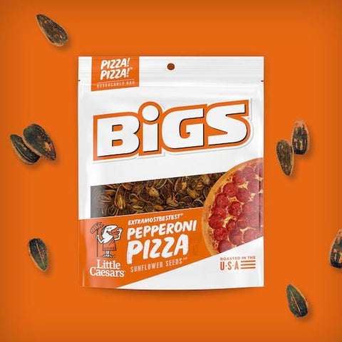 Bigs Little Caesars Extramostbestest Pepperoni Pizza Flavored Sunflower Seeds, 5.35 Ounce -- 12 per case