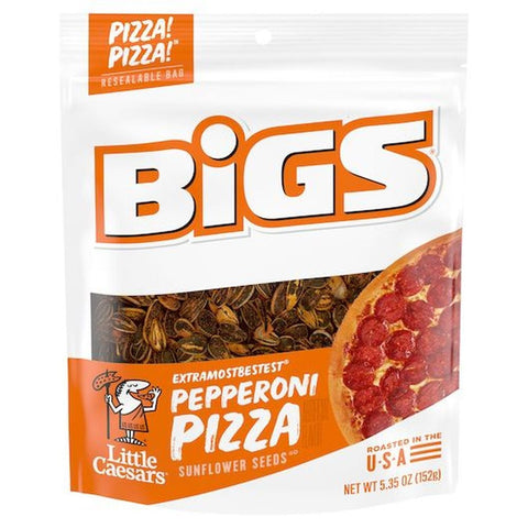 Bigs Little Caesars Extramostbestest Pepperoni Pizza Flavored Sunflower Seeds, 5.35 Ounce -- 12 per case