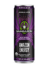Sambazon Jungle Love Amazon Energy Organic Acai Berry Passionfruit Energy Drink, 12 Fluid Ounce -- 12 per case.