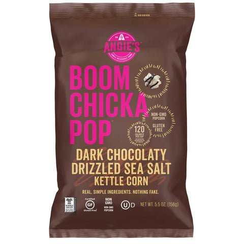Angies Boom Chicka Pop Dark Chocolaty Drizzled Sea Salt Kettle Corn, 5.5 Ounce -- 12 per case