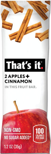 Thats It Gluten Free Zesty Apple Plus Cinnamon Individually Wrapped Fruit Bar, 1.2 Ounce -- 72 per case.