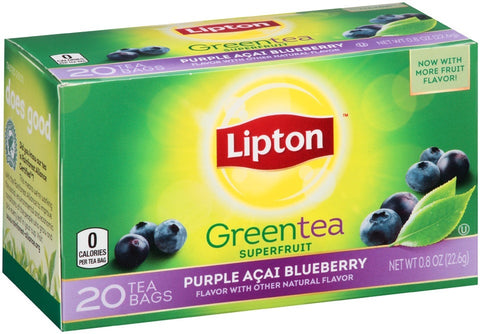 Lipton Purple Acai Blueberry Green Tea, 20 count per pack -- 6 per case.