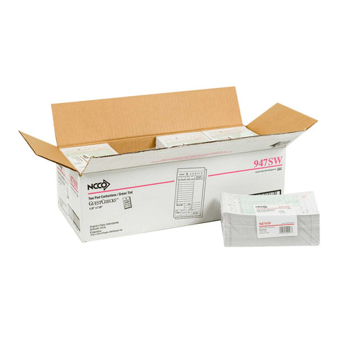 Guestcheck Pad - No Carbon, 2Pt Green, 11 Line, 4.25X7.25 Inch, Snap Apart 250 Sets Per Book -- 2000 Per Case.