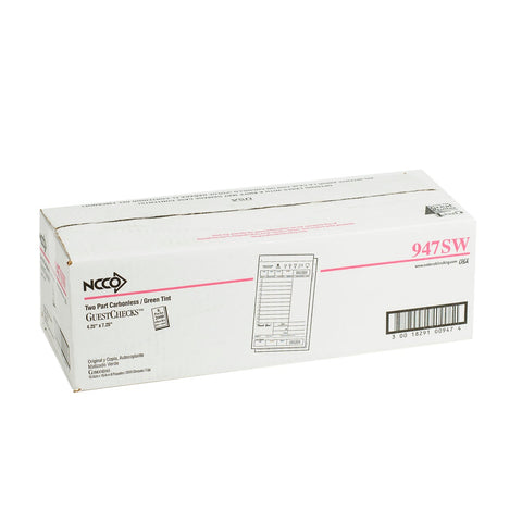 Guestcheck Pad - No Carbon, 2Pt Green, 11 Line, 4.25X7.25 Inch, Snap Apart 250 Sets Per Book -- 2000 Per Case.