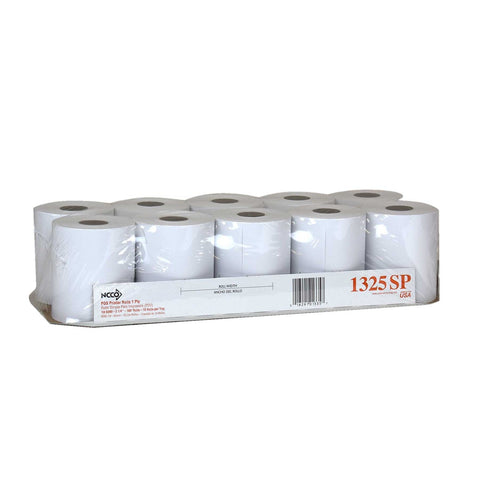 National Checking Company White Bond 1 Ply Register Roll, 3.25 inch -- 30 rolls per case.
