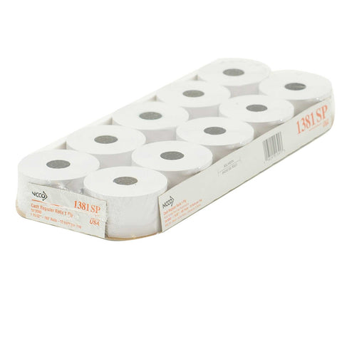 National Checking Company White Bond 1 Ply Register Roll Tape, 38 Millimetre -- 50 per case.