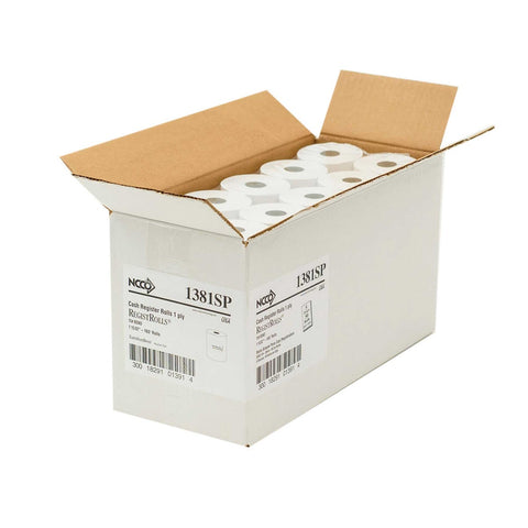 National Checking Company White Bond 1 Ply Register Roll Tape, 38 Millimetre -- 50 per case.