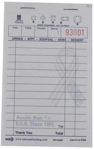 National Checking Patriot Proud White 1 Part 12 Line Guest Check -- 4000 per case.