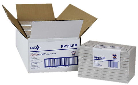 National Checking Patriot Proud White 1 Part 12 Line Guest Check -- 4000 per case.