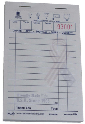 National Checking Patriot Proud White 1 Part 12 Line Guest Check -- 4000 per case.