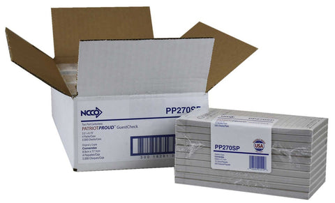 National Checking Patriot Proud Carbonless White 2 Part 17 Line Guest Check -- 2000 per case.