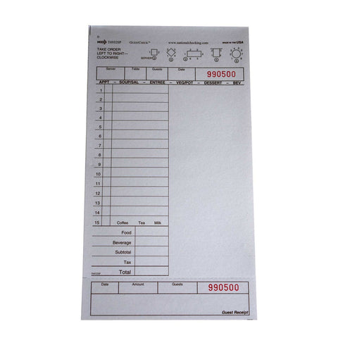 National Checking Company Guest Check Board - 1 Part Tan, 15 Line, 5 x 9 inch -- 2000 per case.