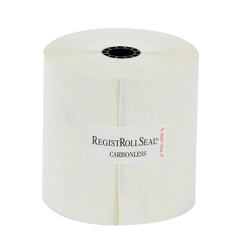 National Checking Company White/Canary Carbonless 2 Ply Register Roll Tape, 3 inch -- 30 per case.