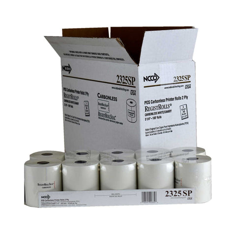 National Checking Company White/Canary Carbonless 2 Ply Register Roll Tape, 3.25 inch -- 30 per case.