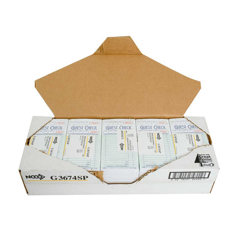 National Checking Company Guest Check Board - 1 Part Green, 13 Line, 4.20 x 7.25 inch -- 2500 per case.