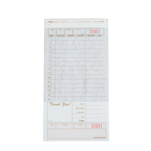 National Checking Company Carbon Backed Guest Check Board - 2 Part Tan, 15 Line, 4.20 x 8.25 inch -- 2000 per case.