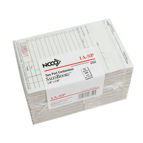 National Checking Company Carbonless Sales Book - 2 Part White, 12 Line, 3.50 x 5.63 inch -- 100 per case.