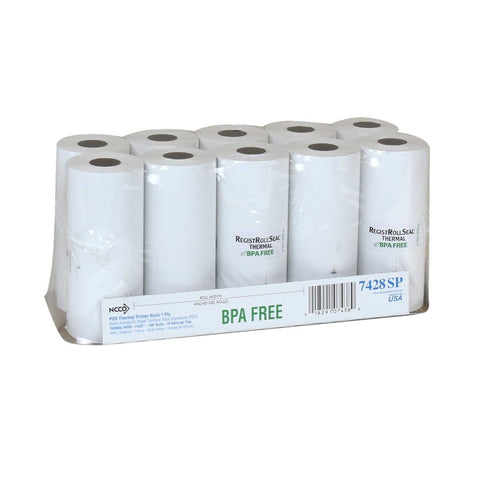 National Checking Company White 1 Ply Register Roll Tape, 4.28 inch -- 40 rolls per case.