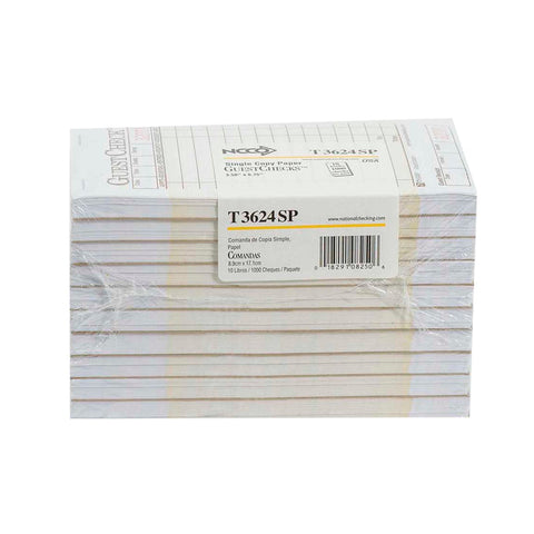 National Checking Company Guest Check Paper - 1 Part Tan, 15 Line, 3.5 x 6.75 inch -- 5000 per case.