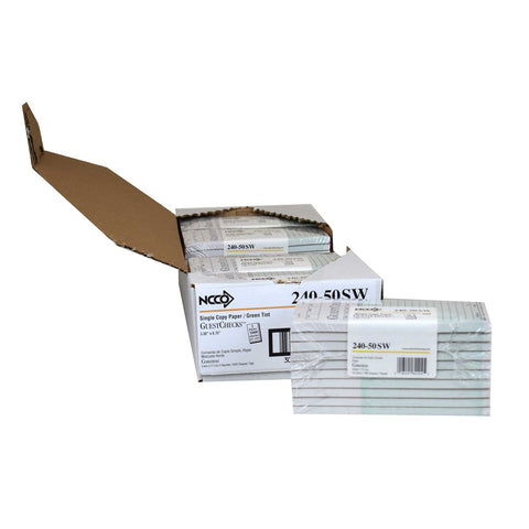 National Checking Company Guest Check Paper - 1 Part Green, 17 Line, 3.5 x 6.75 inch -- 50 per case.