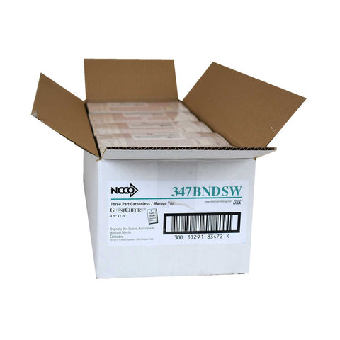 National Checking No Carbon 3 Part 11 Line Maroon Guestcheck, 40 checks per book -- 50 per case.