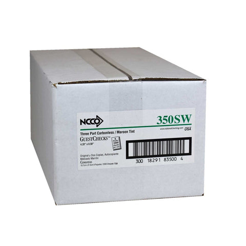 National Checking Company Carbonless Guest Check Board - 3 Part Maroon, 15 Line, 4.20 x 8.50 inch -- 2000 per case.
