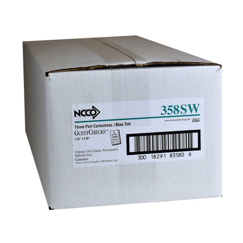National Checking No Carbon 3 Part 17 Line Blue Guestcheck, 250 checks per book -- 8 books per case.